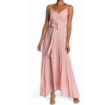 Kenedik Blush Pink V-Neck Pleated Sleeveless Maxi Dress M Nordstrom