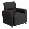 Fabric Guest Chair - Tablet Arm - Front Wheel Casters - Gray