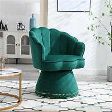 Swivel Barrel Chair In Emerald - Elegant Velvet Round Accent Sofa Chair For Stylish Decor - Versatile 360° Swivel Ideal For Living Room Nursery Bedroom Hotel Lounges And Office Relaxation Areas