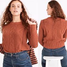 Madewell Ridgecrest Merino Wool Rust Cable Chunky Knit Sweater Women X-Large XL