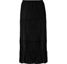 Plus Size Women's Tiered Crinkle Skirt By Ellos In Black (Size 16)