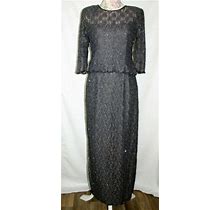 Vintage Stenay Petite Gray Lace Dress Fully Beaded Sz. 10P 10