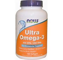 Ultra Omega-3 500 EPA/250 DHA 180 Softgels From NOW Foods ( Multi-Pack)