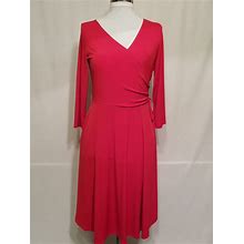 Side Ruched Red Wrap Dress