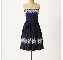 Anthropologie Dresses | Anthropologie Strapless Embroidered Dress | Color: Blue/Silver | Size: 2