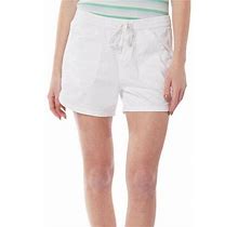 Womens Elastic Waist Cotton Shorts - WHITE - Medium