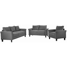3 Pieces Living Room Set, Sectional Sofa Set, Polyester-Blend Living