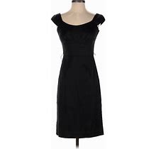 White House Black Market Cocktail Dress - Sheath Boatneck Short Sleeves: Black Print Dresses - Women's Size 0