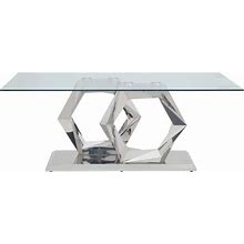 Dining Table, Clear Glass & Stainless Steel