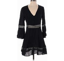Rebecca Minkoff Casual Dress - A-Line Plunge 3/4 Sleeves: Black Solid Dresses - Women's Size 2