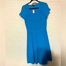 Talbots Dresses | Nwt Talbots Peacock Blue Sweater Knit Short Sleeve Dress Medium | Color: Blue | Size: M