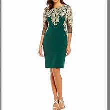 Katherine Kelly Dresses | Katherine Kelly Embroidered Dress Green Gold 4 | Color: Gold/Green | Size: 4