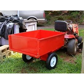 600 Lb Capacity Steel Dump Cart Garden Lawn Mower Tractor Trailer