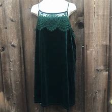 Xhilaration Dresses | Xhilaration Strappy Lace Top Velvet Dress | Color: Green | Size: M