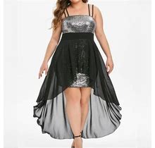 Ichuanyi Women Fashion Sexy Sling Deep Sequin Loose Evening Dresses Plus Size Dress