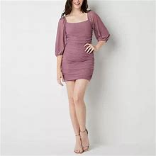 Speechless Juniors 3/4 Sleeve Glitter Bodycon Dress | Purple | Juniors X-Large | Dresses Bodycon Dresses | Glitter | Prom