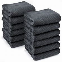 Sure-Max 12 Moving & Packing Blankets - Ultra Thick Pro - 72" X 40" - Professional Quilted Shipping Furniture Pads Black
