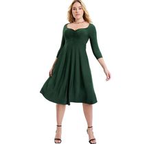 Plus Size Women's Sweetheart Swing Dress By June+Vie In Midnight Green (Size 26/28)