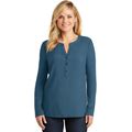 Port Authority Clothing 242 LK5432 Port Authority Ladies Concept Henley Tunic Dusty Blue Small