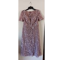 Jj's House A-Line Scoop Illusion Tea-Length Lace Mother Of The Bride