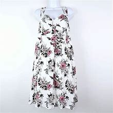 Torrid Dresses | Torrid Dress 3X White Floral Adjustable Strap Smocked Back Pockets Lined | Color: White | Size: 3X