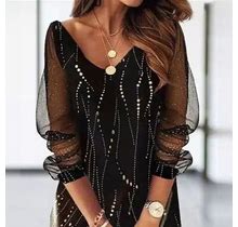 Women's Shift Dress Black Long Sleeve Pure Color Lace Summer Spring Fall V Neck Fashion Summer Dress Weekend 2023 S M L XL
