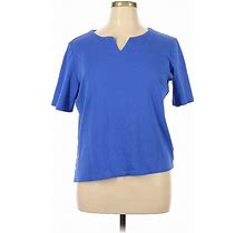 North Style Short Sleeve Blouse: Blue Tops - Women's Size X-Large
