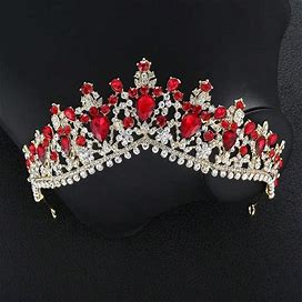 European And American Bridal Jewelry Alloy Crown With Rhinestones, Suitable For Wedding, Evening Party, Wedding Dress Accessories Royal,Silver White