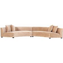 Florence 2Pc Curved Sectional Sofa - Velvet | Couch, Settee - Beige - Comfortable, Durable