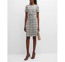 Misook Plaid Tweed-Knit Button-Front Midi Dress, Rose Petal/Macchiato/Biscotti/Spruce/White, Women's, S, Casual & Work Dresses Tweed Dresses