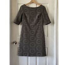 Adrianna Papell Shift Dress Gray Crochet Short Sleeve Size 6