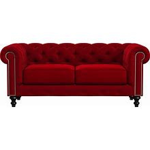 Nativa Interiors London Tufted 72 Inch Sofa In Red