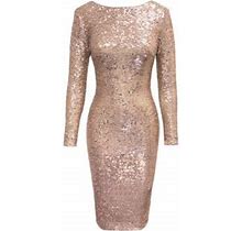 Dress The Population Women's Emery Midi-Dress - Soft Gold Multi - Size XL