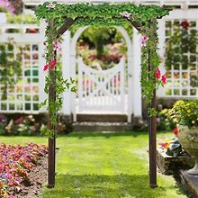 Outsunny 7' Wood Steel Outdoor Garden Arched Trellis Arbor With Natural Fir Wood & Side Panel For Climbing Vines - Carbonized Color