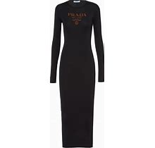 Prada Long Silk Knit Dress, Women, Black, Size 42