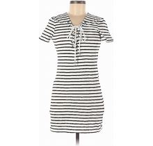 Bardot Casual Dress Crew Neck Short Sleeve: White Stripes Dresses - Women's Size 8