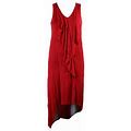 Kensie Red Sleeveless Draped High-Low-Hem Sheath Dress S