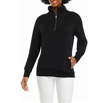 Workshop Republic Clothing Women's Long Sleeve 1/4 Zip Sweatshirt, Black, Xs