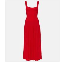 Staud, Ellison Pleated Midi Dress, Women, Red, S, Dresses, Materialmix