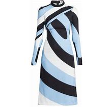 Pucci Women's Printed Long-Sleeve Midi-Dress - Nero Azzurro - Size 2