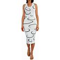 Komoo Women Knit Halter Dress, Adults Slim Fit Sleeveless Geometric Print U-Shaped Neck Dress