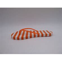 Qupid Flip Flops Orange And White Stiped Sandals Women Size 8
