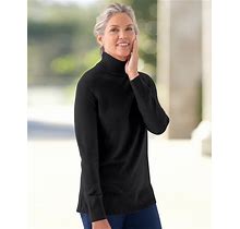 Appleseeds Women's Spindrift Mock Neck Sweater - Black - PM - Petite