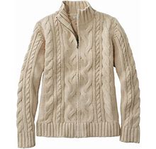 Women's Double L® Cable Sweater, Zip Cardigan Sweater Oatmeal Heather Large, Cotton/Cotton Yarns | L.L.Bean