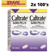 Caltrate 600 Plus Calcium Dietary Bone Health Supplement + Vitamin D - 100'S X 2