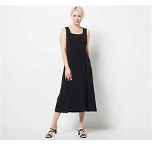 Susan Graver Liquid Knit Sleeveless Midi Dress Black XS New
