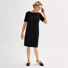 Petite Croft & Barrow® Scallop Neck Midi Shift Dress, Women's, Size: XS Petite, Black