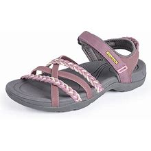 EQUICK Women Hiking Sandals Comfortable Walking Hook Loop Strap Sandals Beach Vacation Casual Sport Sandal