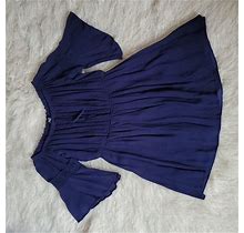 Naif Dresses | Naif Off Shoulder Cinched Boho A-Line Peasant Style Dress Navy Blue | Color: Black/Blue | Size: 2X