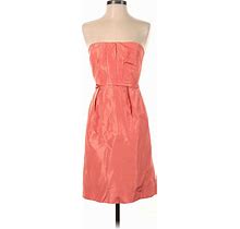 J.Crew Cocktail Dress - Popover Strapless Strapless: Pink Solid Dresses - Women's Size 2 Petite